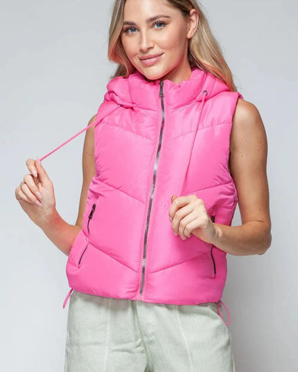 Chic Quilted Hooded Zip Vest