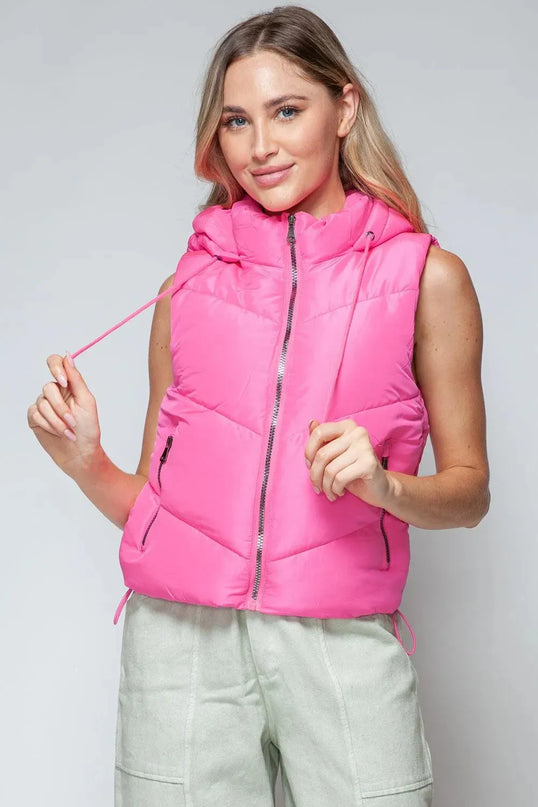 Chic Quilted Hooded Zip Vest