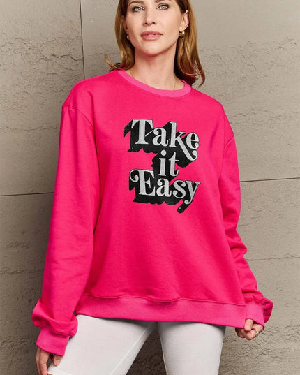 Simply Love Full Size TAKE IT EASY Graphic Sweatshirt - ShopEasier