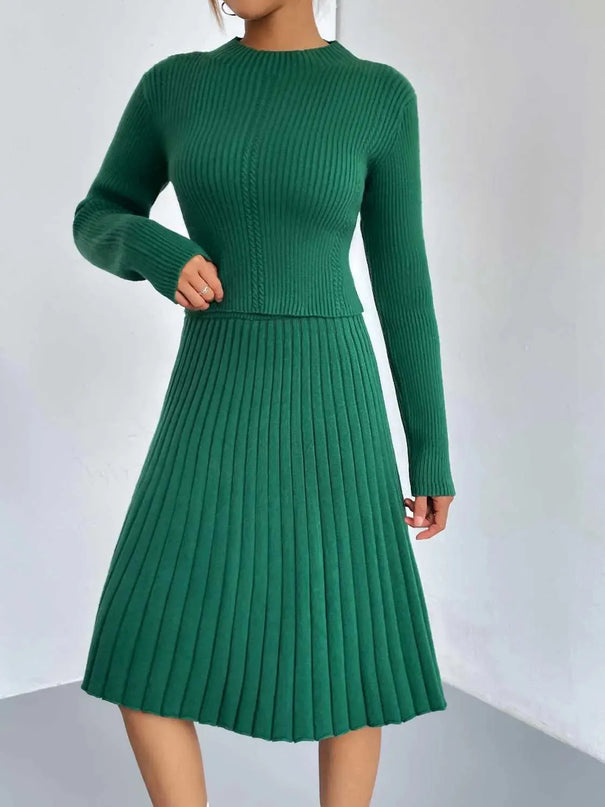 Rib-Knit Sweater and Skirt Set - ShopEasier