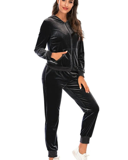 Hooded Zip-Up Jacket and Trousers Ensemble