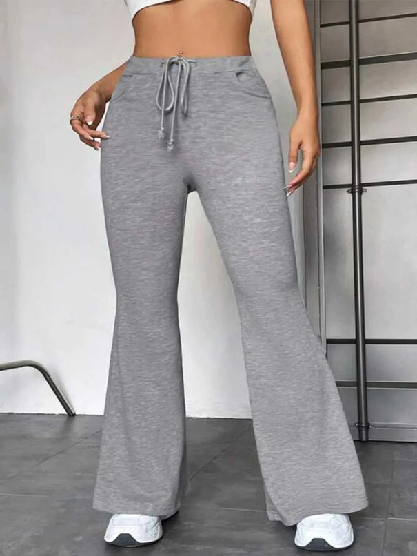 Comfortable Opaque Drawstring Pants with Functional Pockets