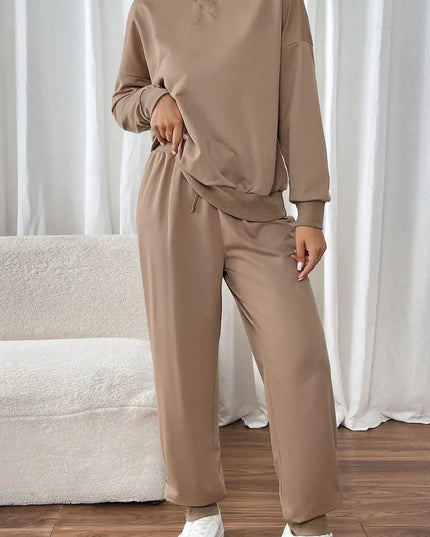 Perfee Women's Drawstring Long Sleeve Top and Pants Set