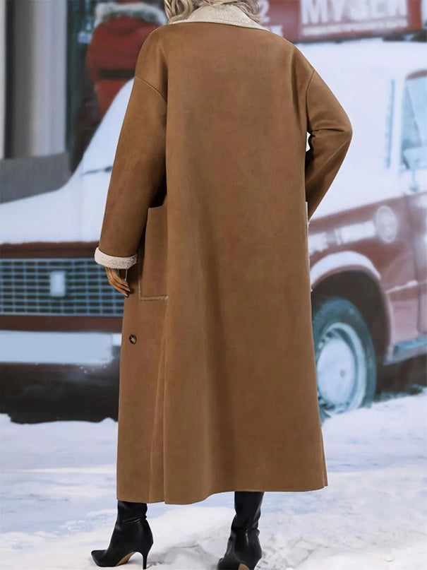 Oversized Sherpa Longline Coat with Drop Shoulders