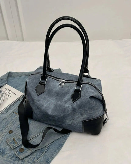 Contrast PU Leather Shoulder Bag