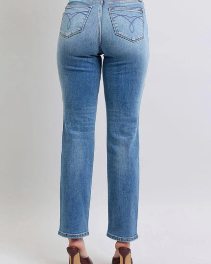 Judy Blue Full Size Wash Thermal Straight Jeans with Pockets - ShopEasier