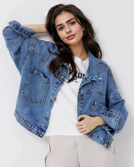 Pocketed Button Up Long Sleeve Denim Top - ShopEasier