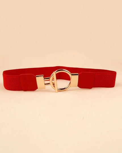 Round Zinc Alloy Buckle PU Leather Belt