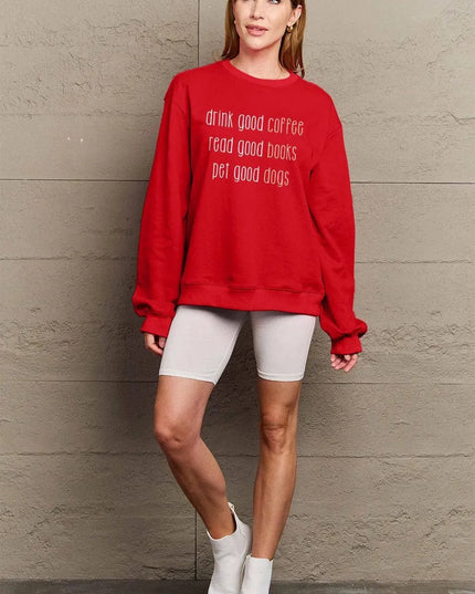 Simply Love Full Size Letter Graphic Round Neck Sweatshirt - ShopEasier