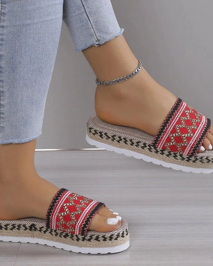 Braided Geometric Flat Sandals