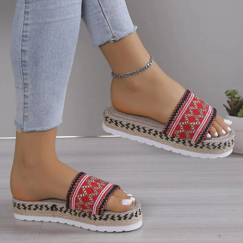 Braided Geometric Flat Sandals