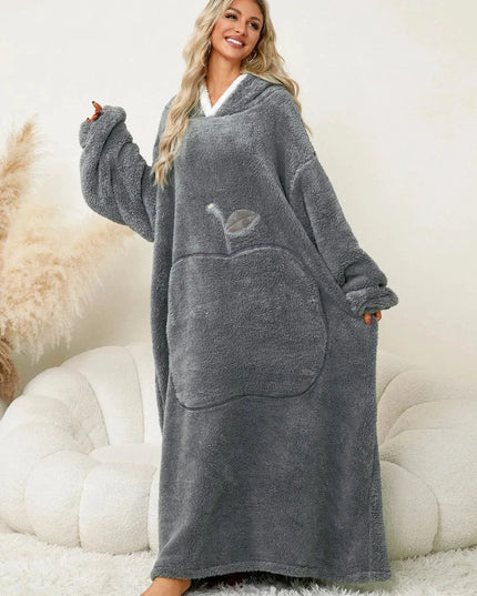 Pocketed Contrast Long Sleeve Hooded Lounge Dress