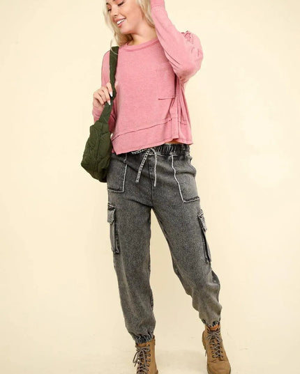 VERY J Washed Drawstring Jogger Cargo Jeans - ShopEasier