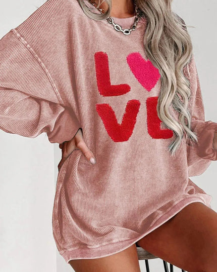 Love Heart Graphic Long Sleeve Sweatshirt for Valentine's Day