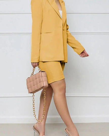 Long Sleeve Blazer and Shorts Set - ShopEasier