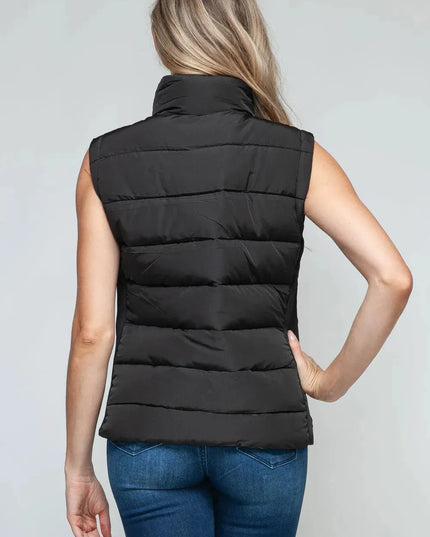 Chic Pocketed Zip-Up Turtleneck Vest for Effortless Style