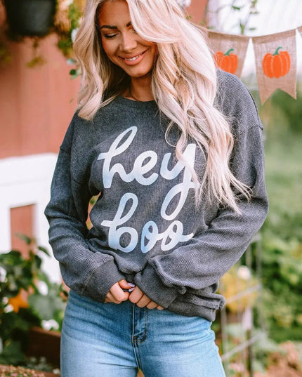 Graphic Letter Print Round Neck Sweatshirt with Dropped Shoulders