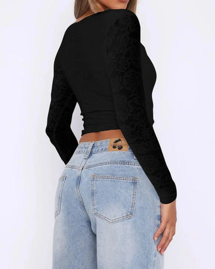 Luxe Lace V-Neck Long Sleeve Top