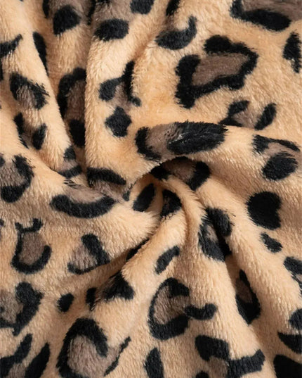 Pantalones anchos de felpa con estampado de leopardo