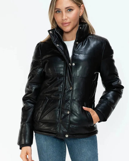 YMI Pocketed Zip Up Turtleneck Puffer Jacket - ShopEasier