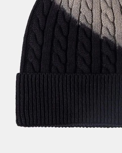 Contrast Tie-Dye Cable-Knit Cuffed Beanie