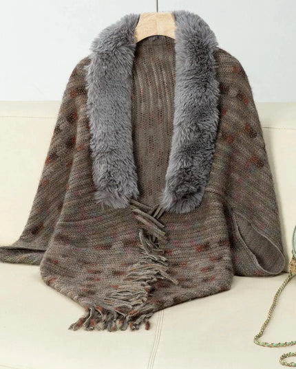 Fringed Fuzzy Open Front Cape