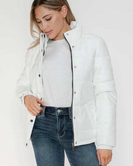 YMI Pocketed Zip Up Turtleneck Puffer Jacket - ShopEasier