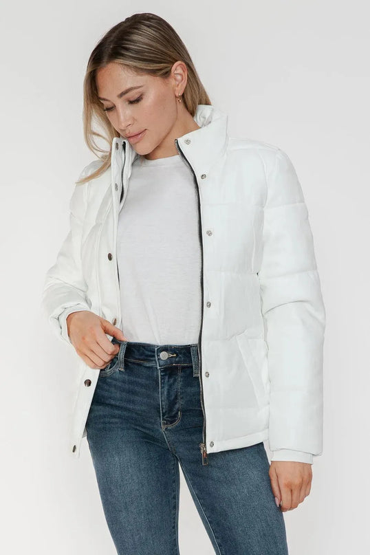 YMI Pocketed Zip Up Turtleneck Puffer Jacket - ShopEasier