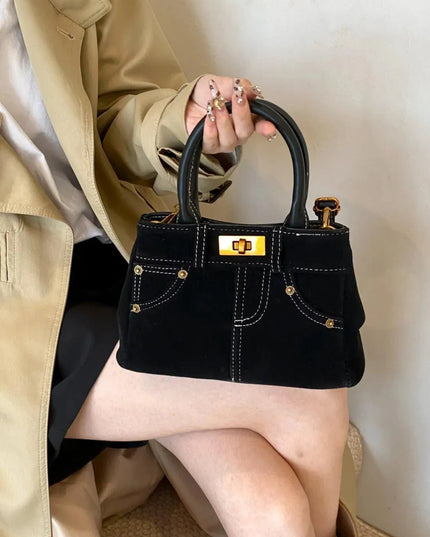 Suede Adjustable Strap Double-Use Handbag