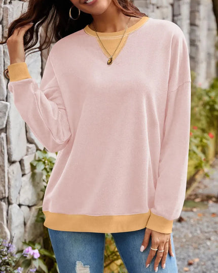 Contrast Lovelet Round Neck Long Sleeve Pullover