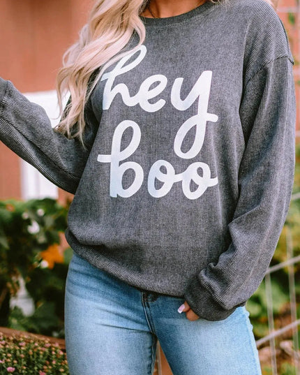 Graphic Letter Print Round Neck Sweatshirt with Dropped Shoulders