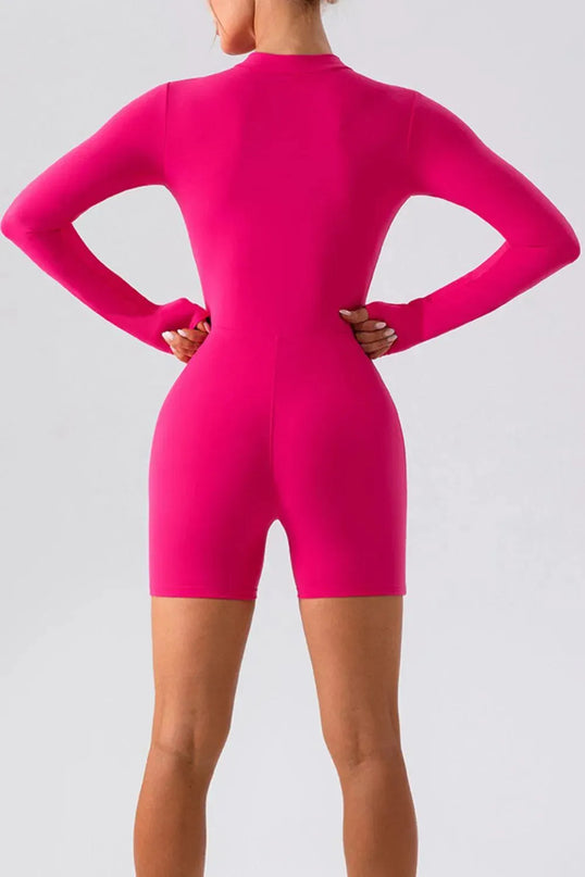 Half Zip Long Sleeve Active Romper - ShopEasier