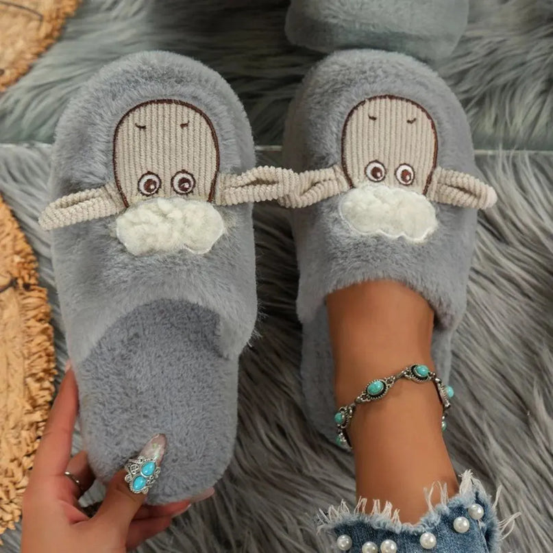 Cozy Cotton Sheep Slippers with Round Toe