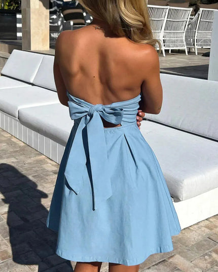 Devine Bow Back Tube Mini Dress