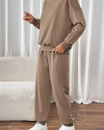 Perfee Women's Drawstring Long Sleeve Top and Pants Set