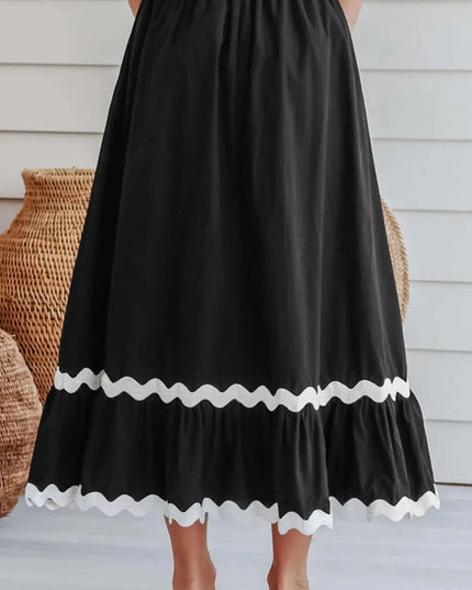 Two-Tone Elastic Waist Skirt