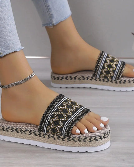 Braided Geometric Flat Sandals