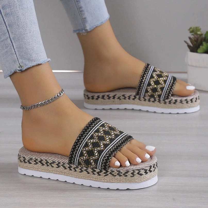 Braided Geometric Flat Sandals