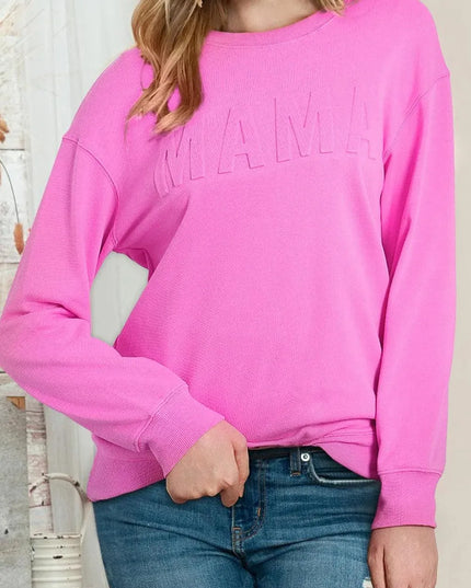 Casual Opaque Round Neck Sweatshirt with Dropped Shoulders