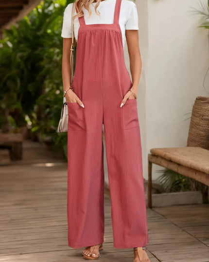 Chic Square Neck Wide Strap Overall Jumpsuit