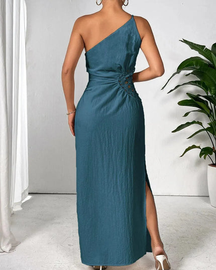 Honey Slit One Shoulder Sleeveless Maxi Dress - ShopEasier