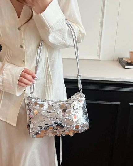 Sequin Knotted Straps Shoulder Bag