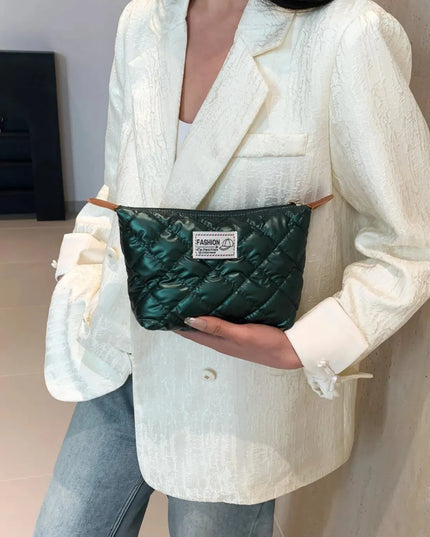 Solid Quilted Clutch with Zipper