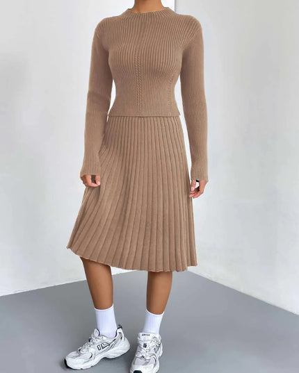 Rib-Knit Sweater and Skirt Set - ShopEasier