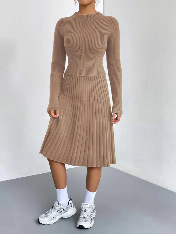 Rib-Knit Sweater and Skirt Set - ShopEasier