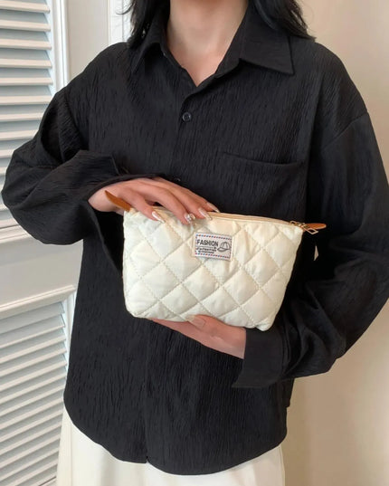 Solid Quilted Clutch with Zipper