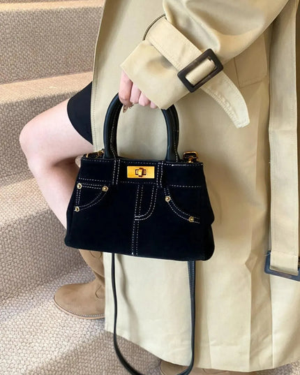 Suede Adjustable Strap Double-Use Handbag