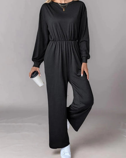 Tied Round Neck Wide Leg Jumpsuit - ShopEasier