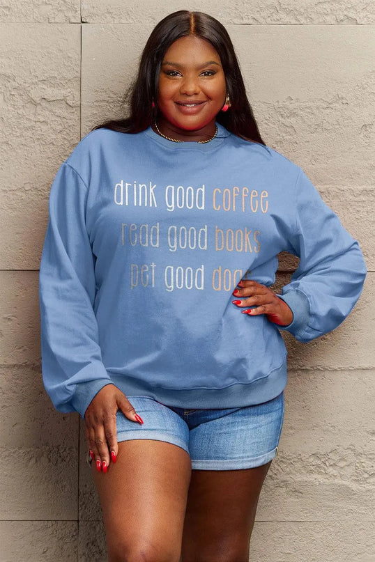 Simply Love Full Size Letter Graphic Round Neck Sweatshirt - ShopEasier