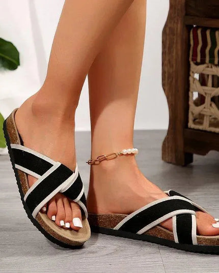 Dual-Tone Open Toe Heel Platform Sandals